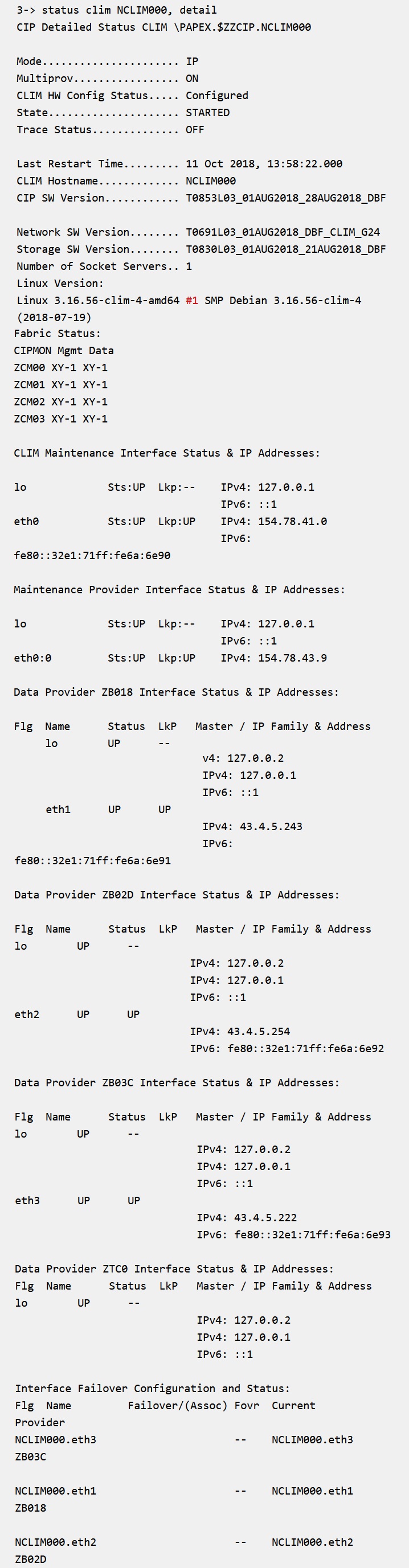 Status CLIM NCLIM000
